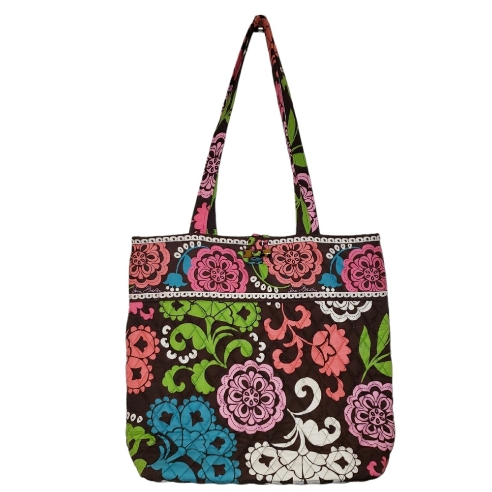 Vera Bradley Brown Floral Shoulder Tote Bag